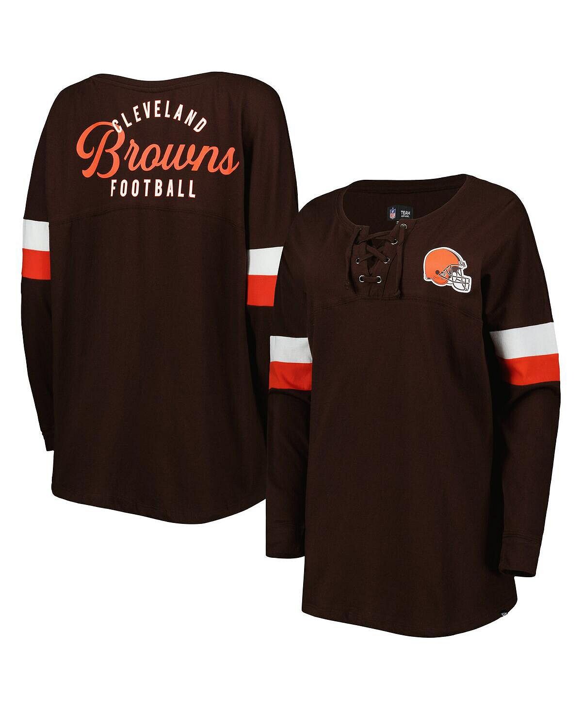 

Женская коричневая футболка Cleveland Browns Athletic Varsity на шнуровке с длинным рукавом New Era, коричневый