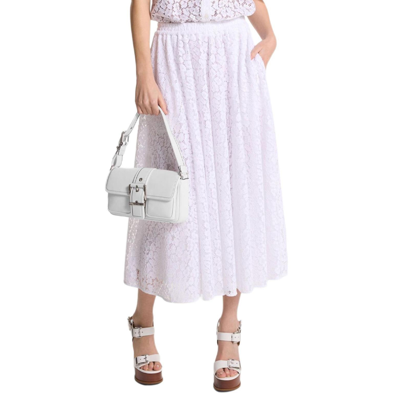 

MICHAEL KORS Леопардовый шнурованный кружевной миди-юбка