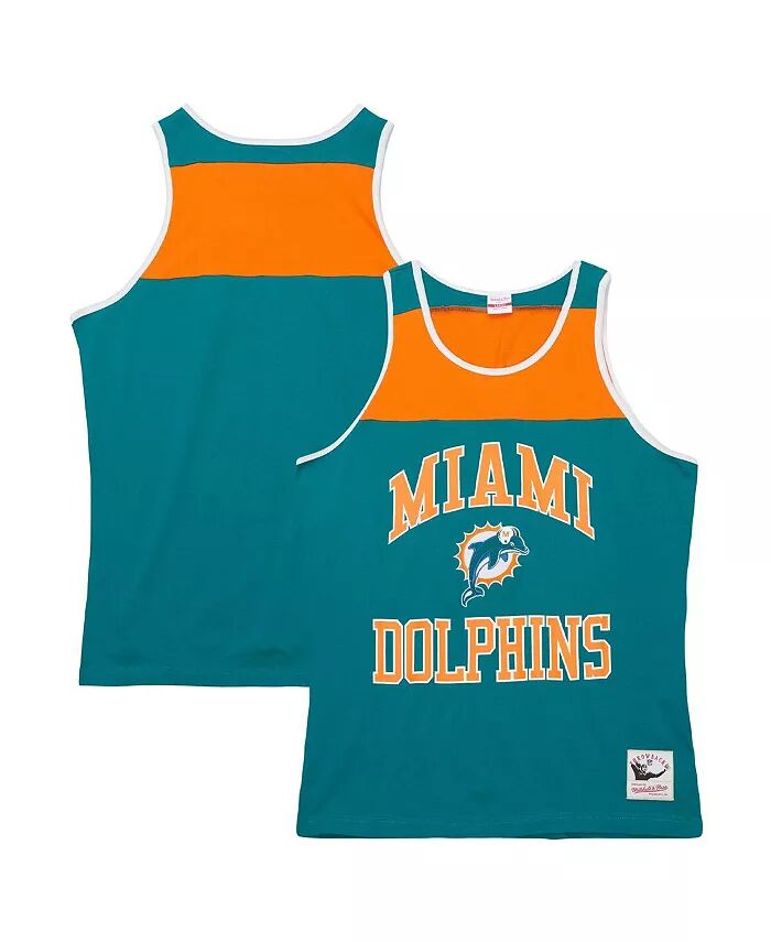 

Мужская майка-топ цвета «Тейл», оранжевый, Miami Dolphins Gridiron Classics Heritage Colorblock Mitchell & Ness