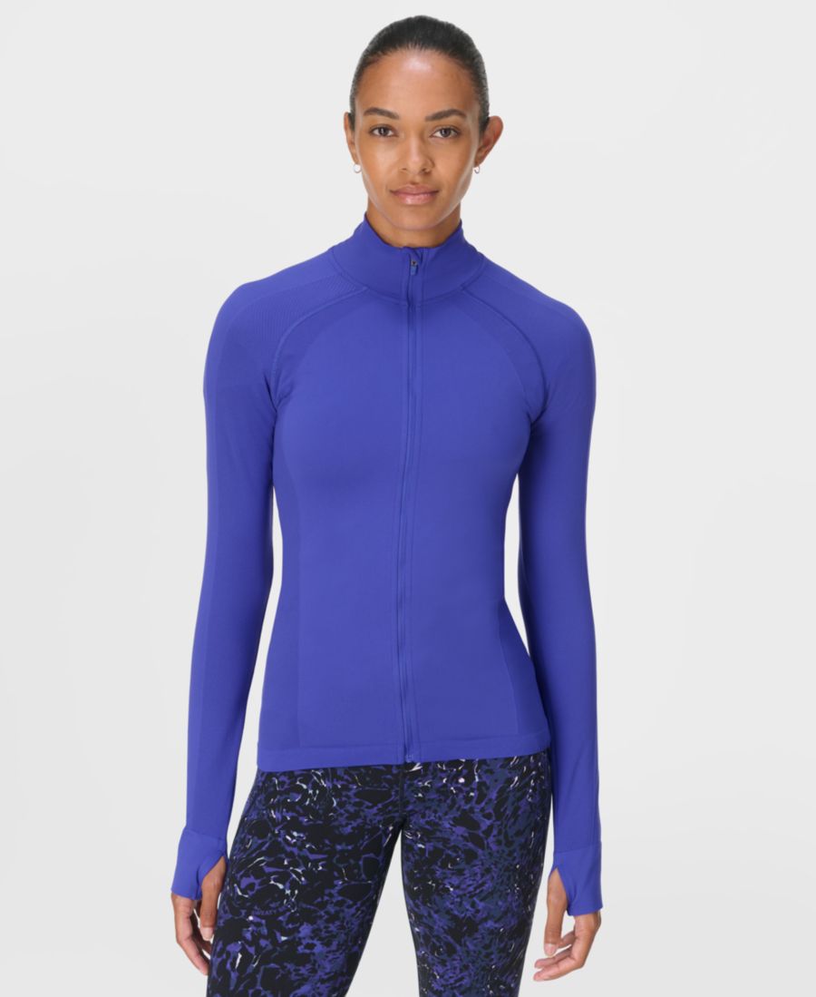 

Женская спортивная бесшовная куртка на молнии для тренировок Sweaty Betty, Rich Blue