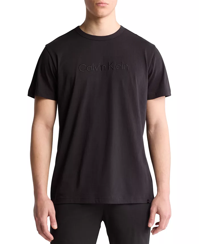 

Мужская современная хлопковая футболка с круглым вырезом Calvin Klein, черный