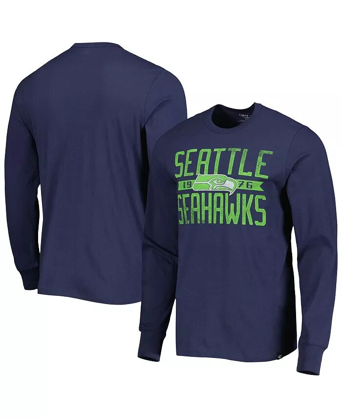 

Мужская футболка с длинным рукавом из темно-синего потертого бренда Seattle Seahawks Wide Out Franklin '47 Brand