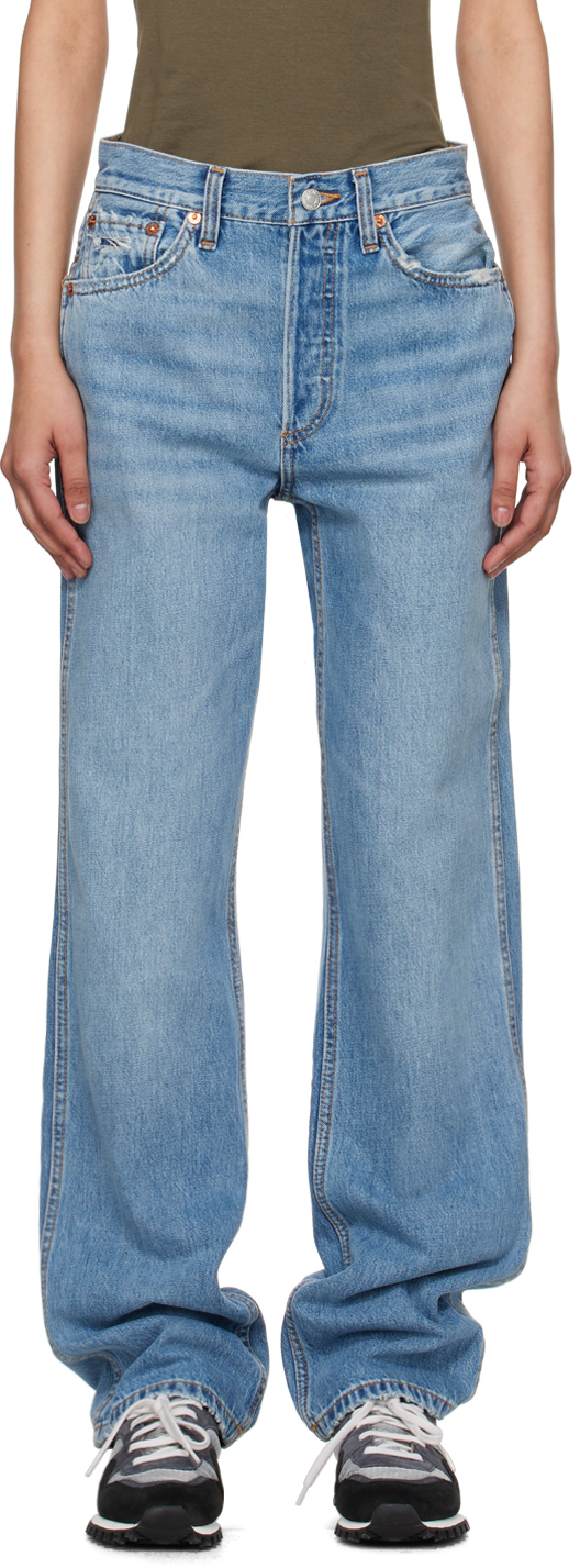 

Синие свободные джинсы с высокой талией в стиле 90-х Re/Done, Worn blue