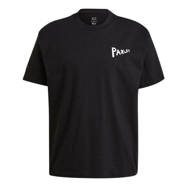 

Футболка Men's adidas Alphabet Printing Cotton Round Neck Short Sleeve Black T-Shirt, черный