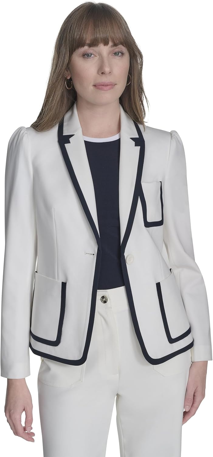 

Женский однотонный пиджак Tommy Hilfiger с длинным рукавом, Ivory/ Midnight