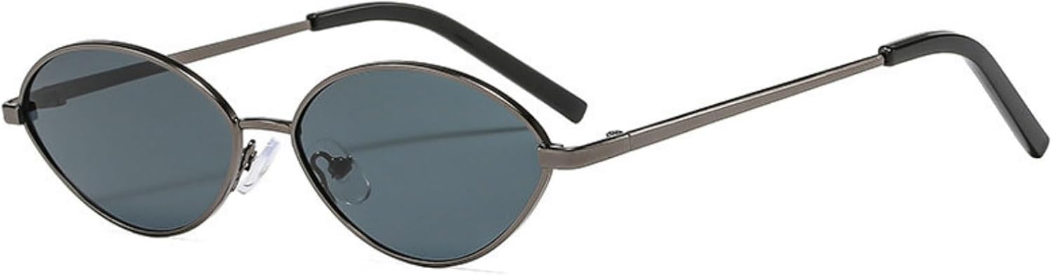 

Солнцезащитные очки COTIA Retro Small Oval для женщин и мужчин, металлическая оправа, винтажные очки в стиле «кошачий глаз», модные солнцезащитные очки в стиле хип-хоп, Gun Grey