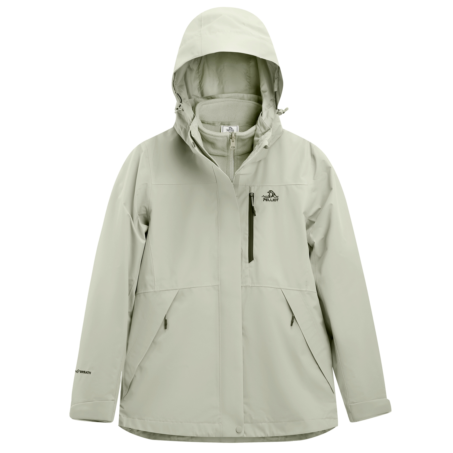 

PELLIOT Ветровка женская водонепроницаемая ветрозащитная дышащая износостойкая термоизолирующая быстросохнущая, Light Tea Brown Green