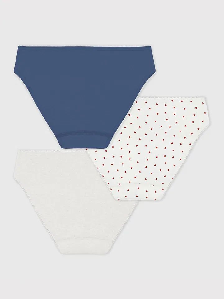 Трусы набор из 3 штук, хлопок, Petit Bateau, кремовый/голубой — фото 2