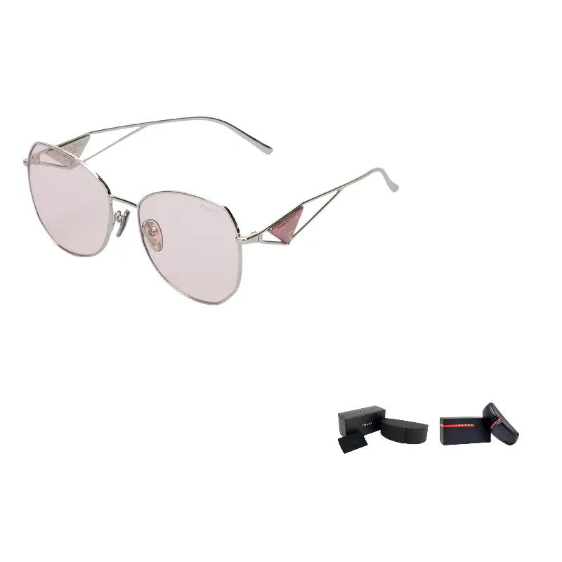 

PRADA Круглые солнцезащитные очки с треугольным логотипом, Pink (Color-Changing)
