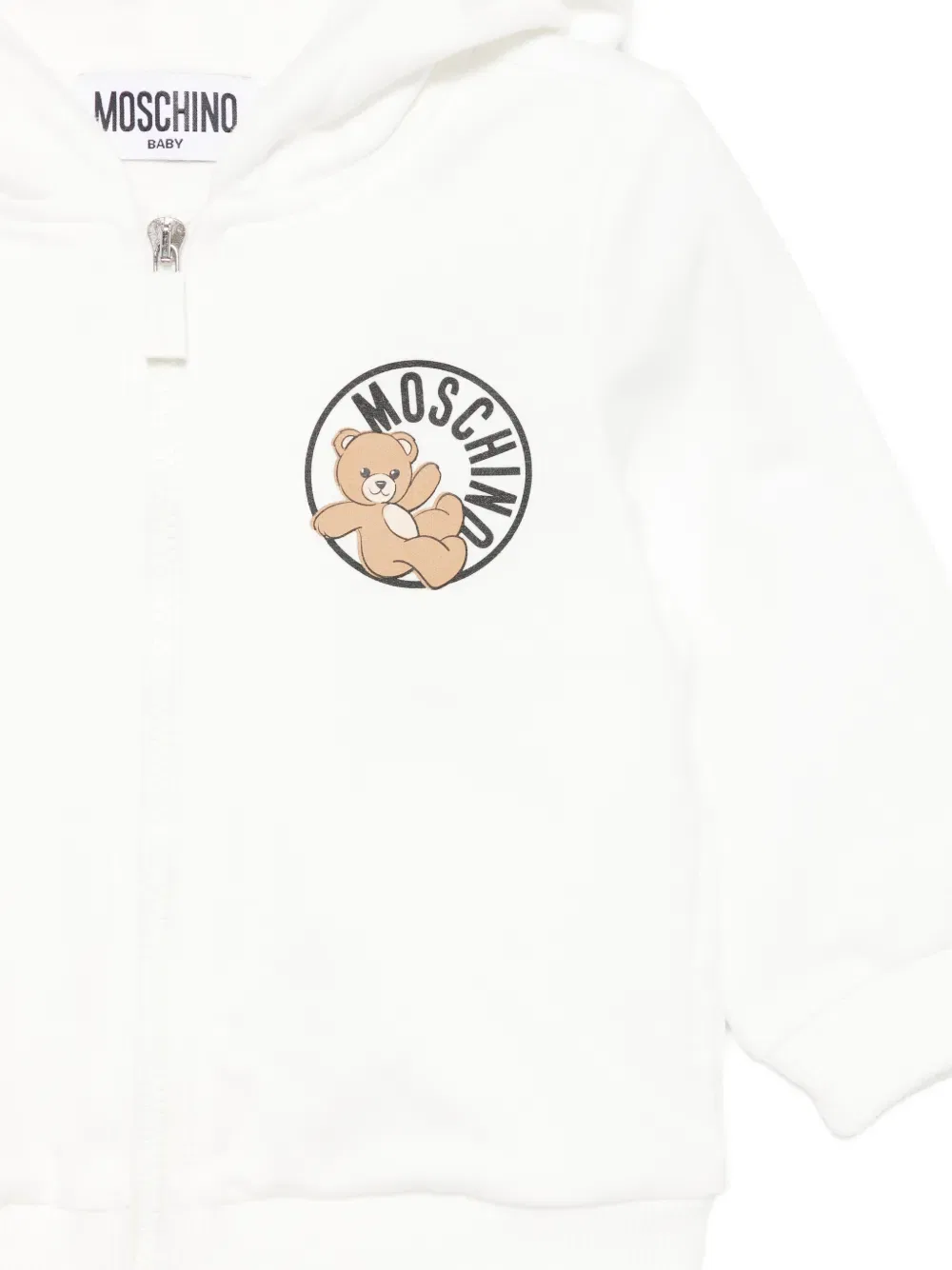 Худи с застежкой-молнией и логотипом Moschino Kids, белый — фото 3
