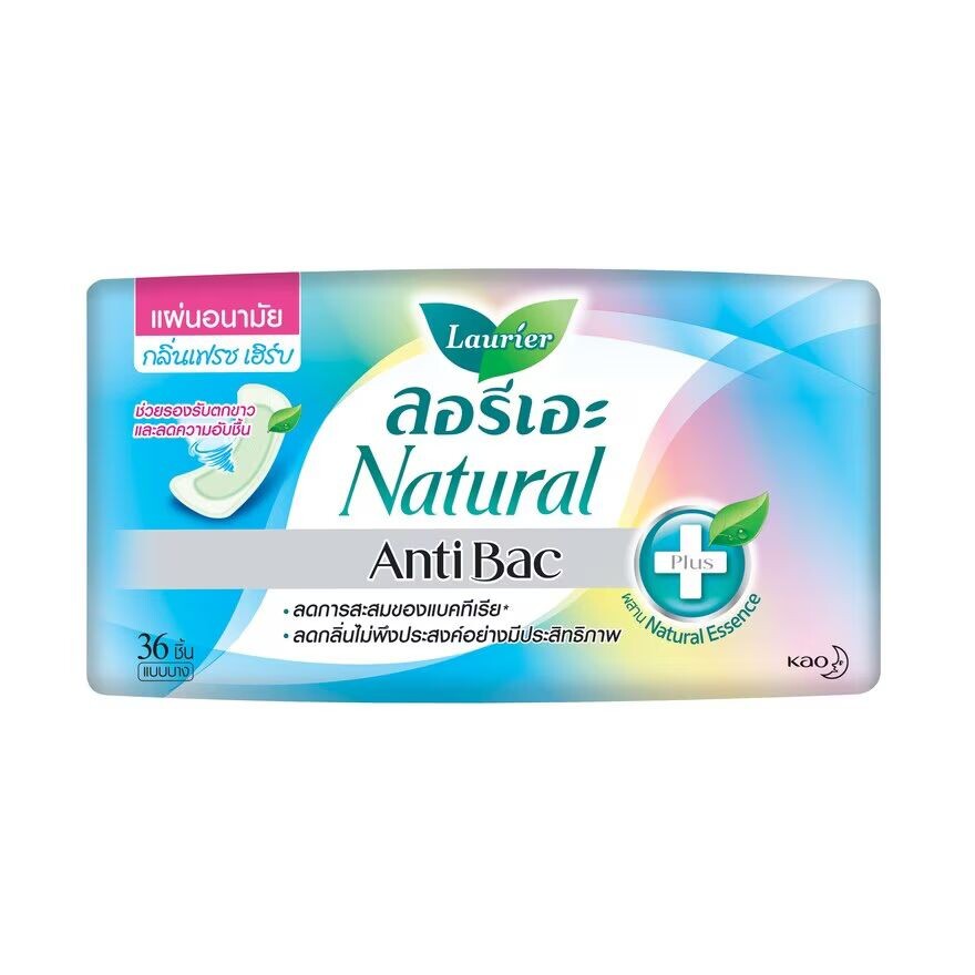 

Laurier Прокладки для ежедневных ежедневных прокладок Natural Anti Bac+ Slim, 36 лет, Blue