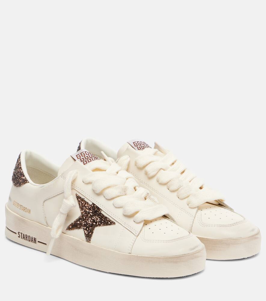 Кроссовки из кожи с декором stardan Golden Goose, White/Beige