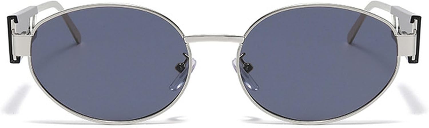 

Ретро-солнцезащитные очки-пилот в металлической оправе, овальные, для женщин и мужчин, винтажные круглые солнцезащитные очки, роскошные очки в стиле 90-х с зелеными линзами, мужские панк-очки mincl, Silver Black