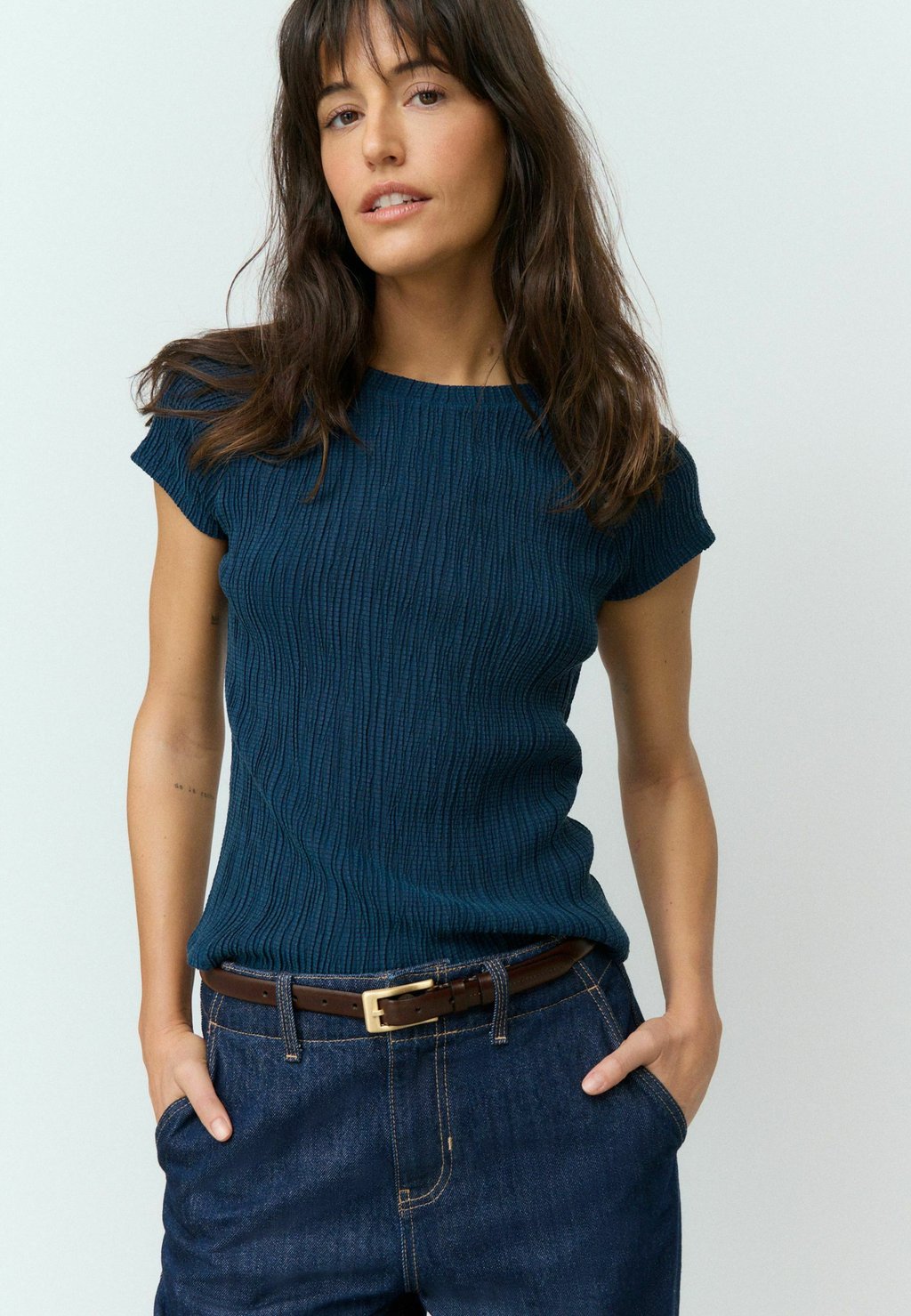 

Блуза REGULAR FIT-RAGLAN SHORT SLEEVE TEXTURED Next, синий