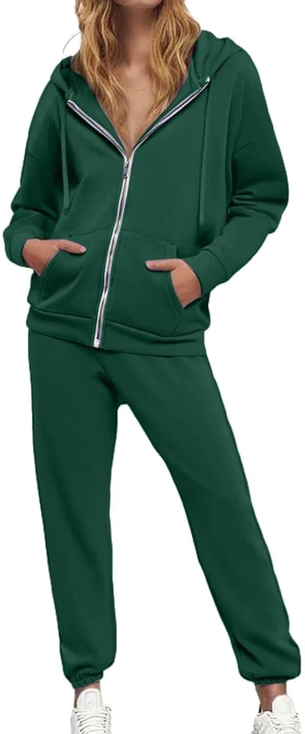 Спортивный костюм, флисовый, оверсайз, Dark Green