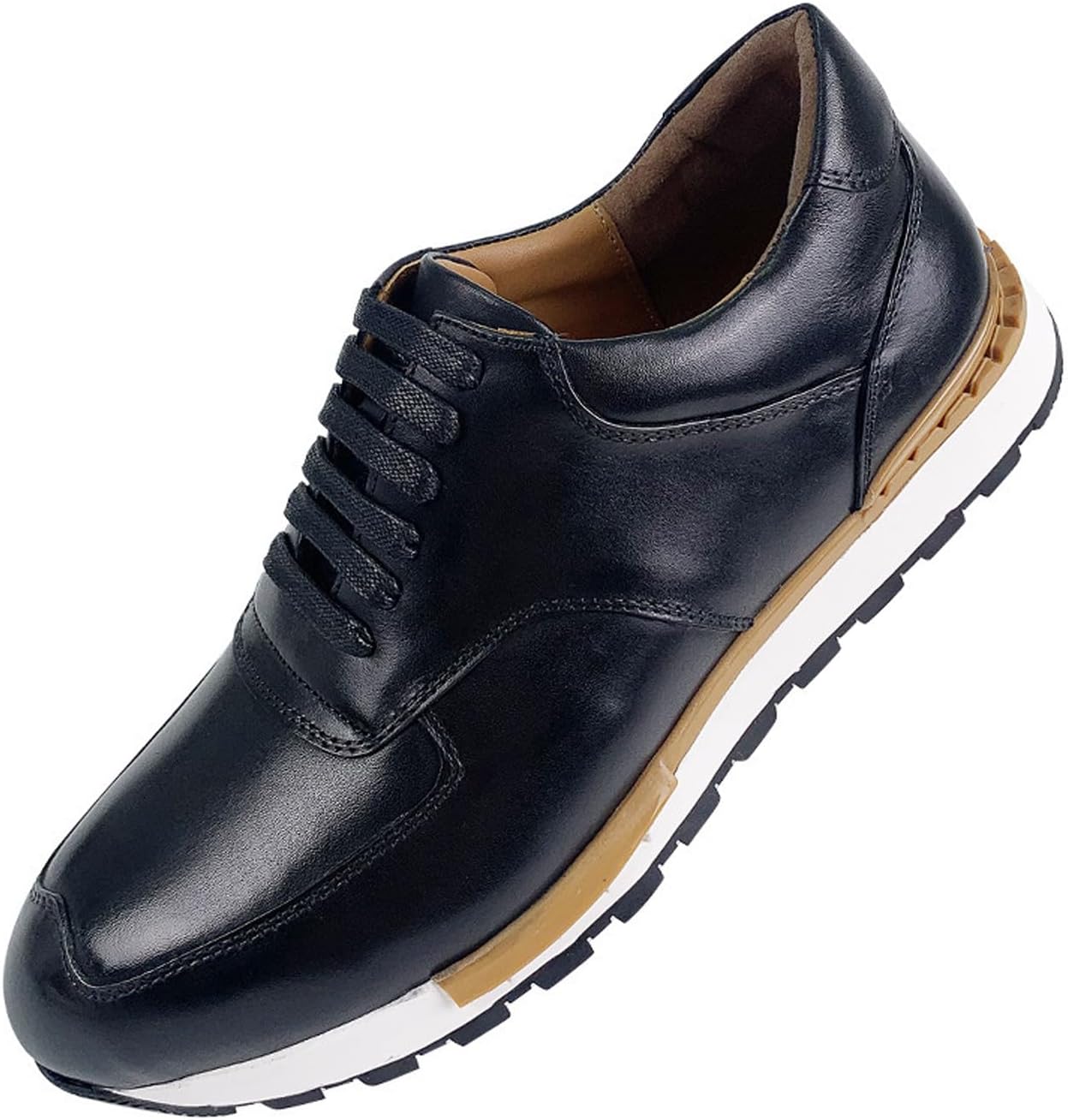 

Кожаные кроссовки Santimon Mens - оксфордский стиль, деловая повседневная обувь, удобные и противоскользящие формальные туфли для работы и повседневной носки, черный