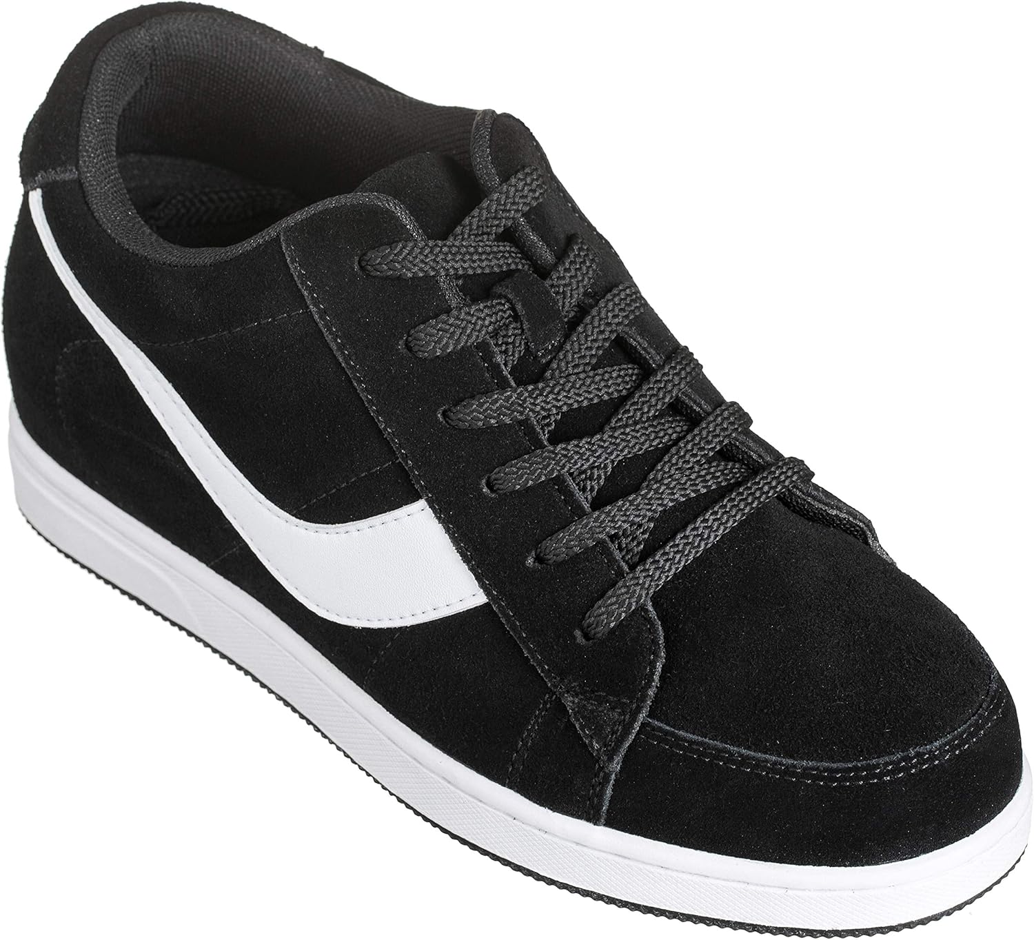 

Мужские невидимые обувные вставки для увеличения роста TOTO - Черные замшевые кожаные шнурки, повседневные кроссовки для кампуса - прибавка роста 7 см - A1914 - Размер 9 D(M) US