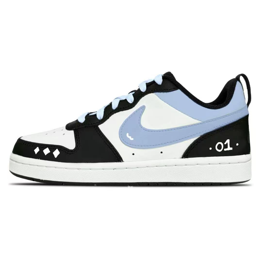 

Nike Court Borough Blue Star нескользящие устойчивые к истиранию детские скейтбординг кроссовки blue black unisex