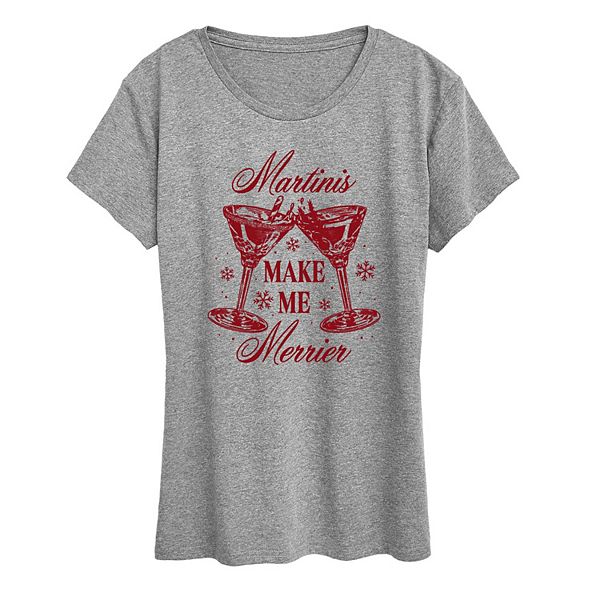 

Футболка с принтом Women's martinis make me merrier christmas Licensed Character, Heather Gray