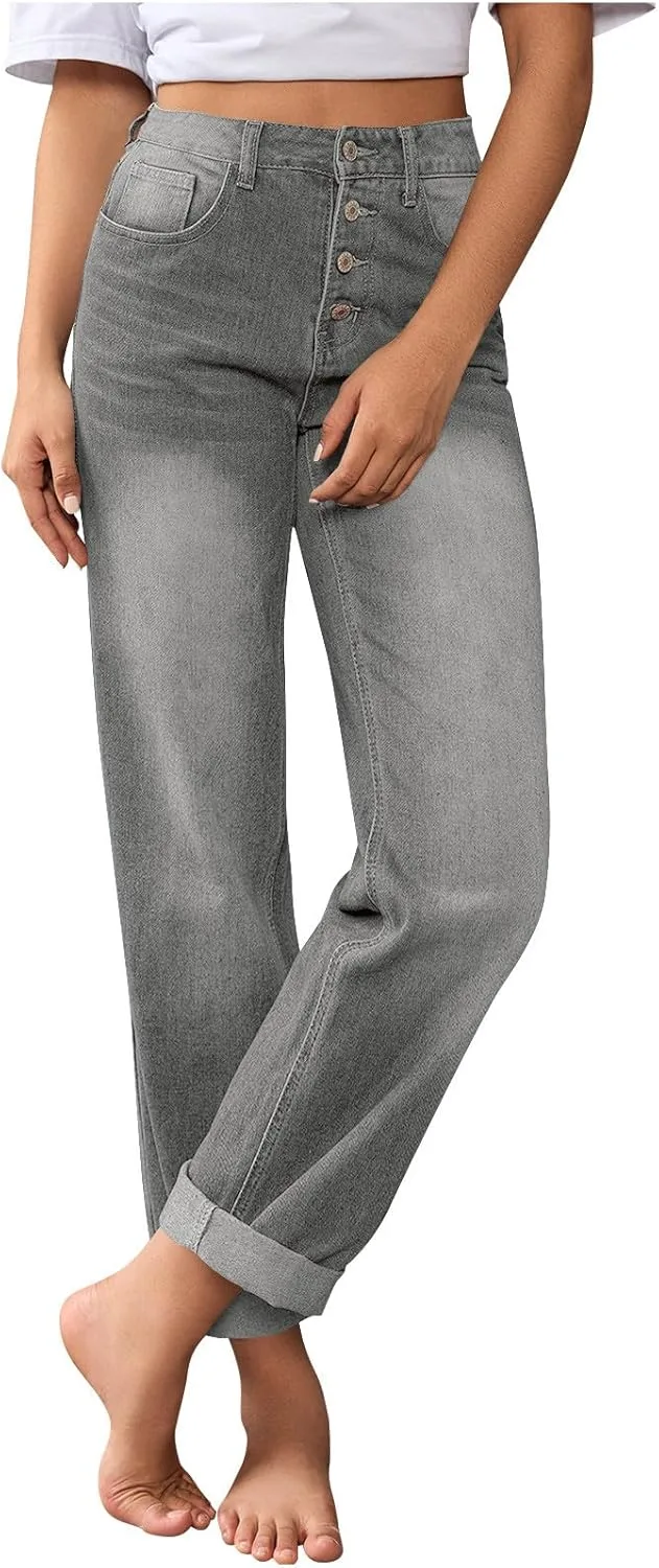 

Брюки-джинсы Baggy Wide Leg для женщин, прямые, свободные, эластичные, с высокой посадкой, в стиле Y2K, с карманами