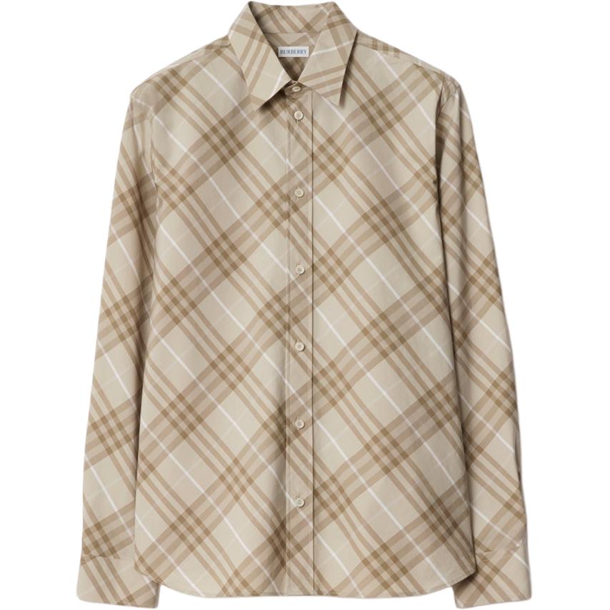 

Клетчатая хлопковая рубашка Burberry, серый