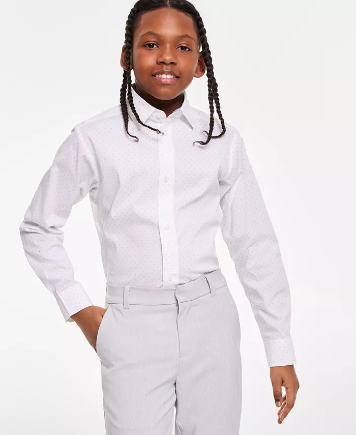 

Рубашка с длинным рукавом Big Boys, эластичная, с геометрическим принтом в виде ромбов Tommy Hilfiger, белый