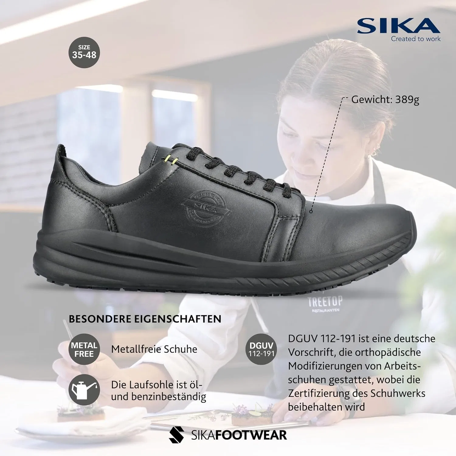 Рабочие кроссовки SIKA Sneaker Lifegrip ESD для мужчин и женщин, O2 SRC | Легкая рабочая обувь с первоклассной противоскользящей подошвой и амортизацией | Мягкая обувь для медицинского персонала, больниц и кухни, Black — фото 3