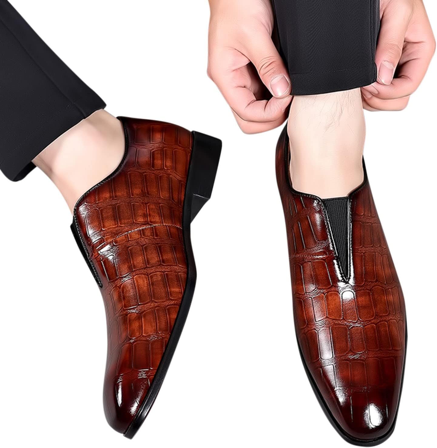 

Мужские классические оксфорды Hbeylia, деловые формальные туфли с шнуровкой на 4 отверстия, британский стиль, легкая кожаная обувь на смокинг, заостренный носок, удобные туфли для принца, офиса, свадьбы, деловые туфли с крыльями, коричневый