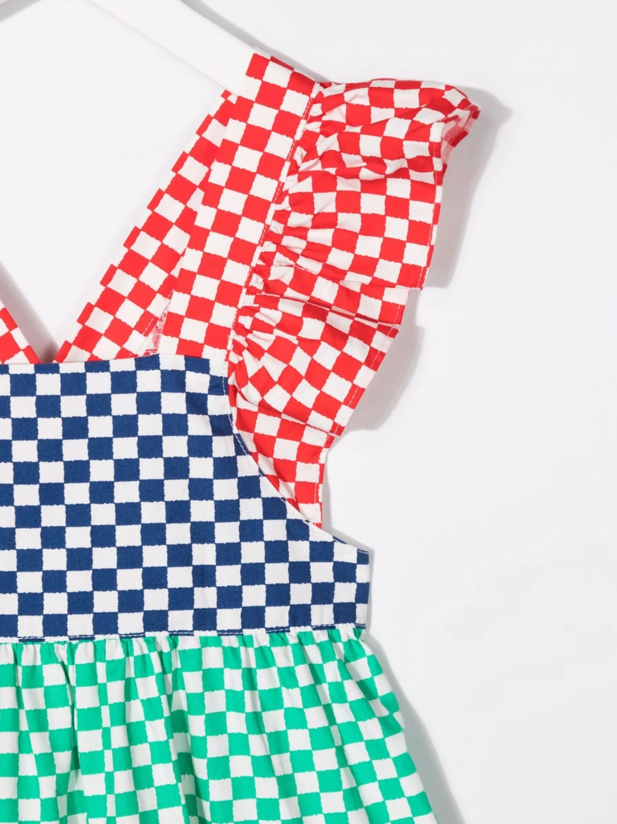Клетчатое платье в стиле колор-блок Stella Mccartney Kids, красный — фото 3
