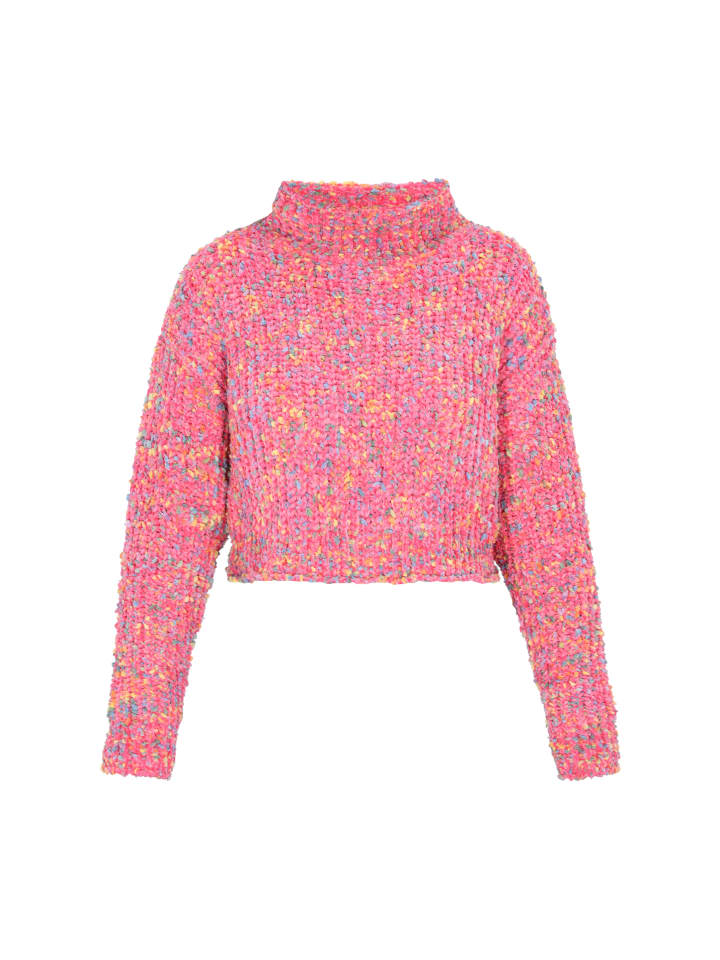 

Женский свитер розового цвета с разноцветными вставками myMo