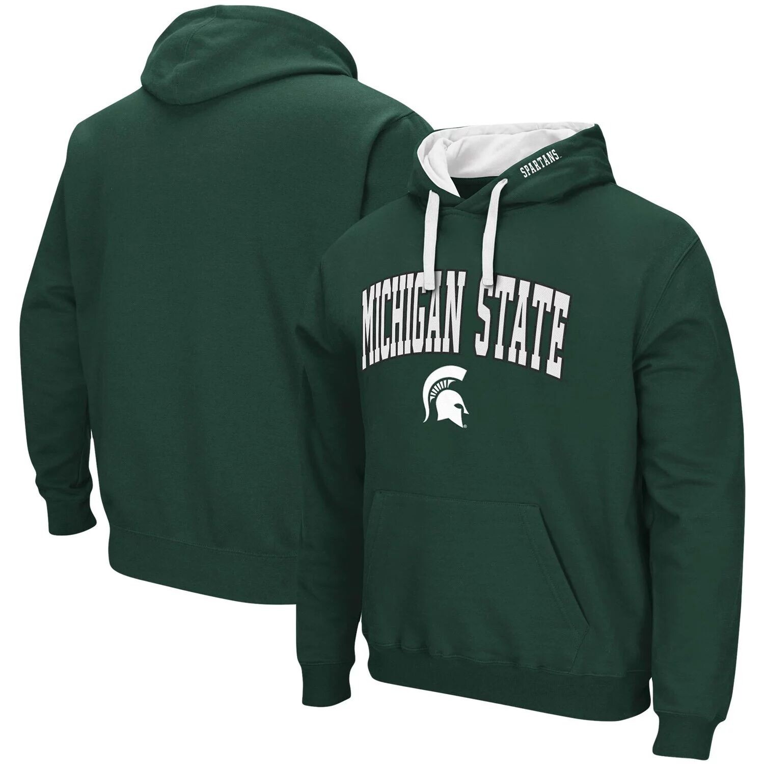 

Мужской зеленый пуловер с капюшоном Michigan State Spartans Big & Tall Arch & Logo 2.0 Colosseum