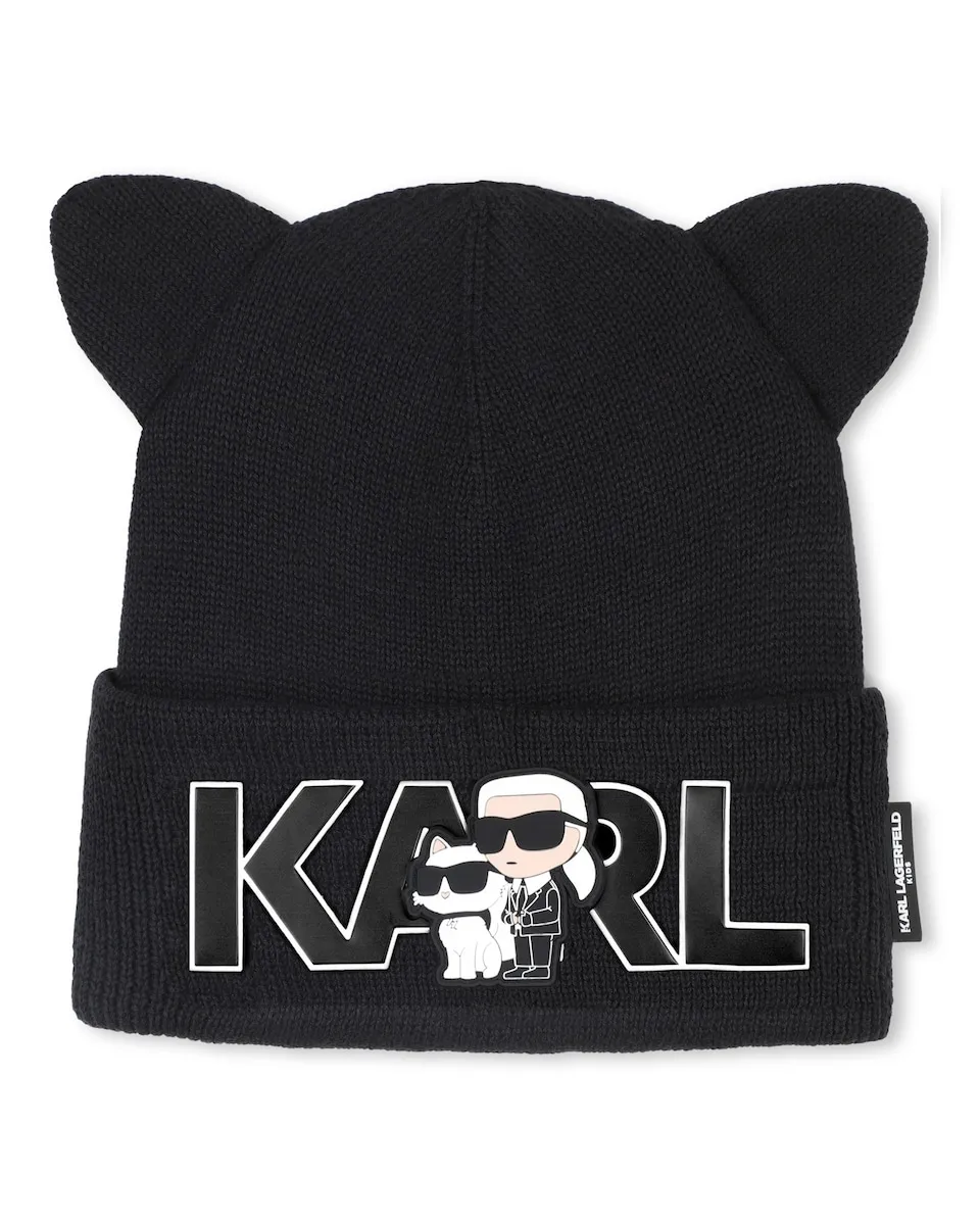 

Черная детская шапочка для девочки из хлопка Karl Lagerfeld Kids