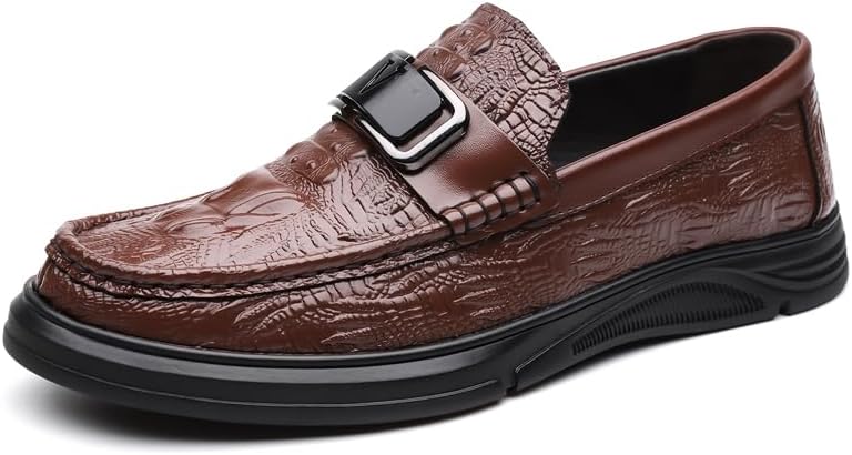 

Мужские мокасины из натуральной кожи для вождения, с принтом, слипоны, весенние повседневные туфли, удобные модные ленивые кроссовки Meixi Mobile, коричневый