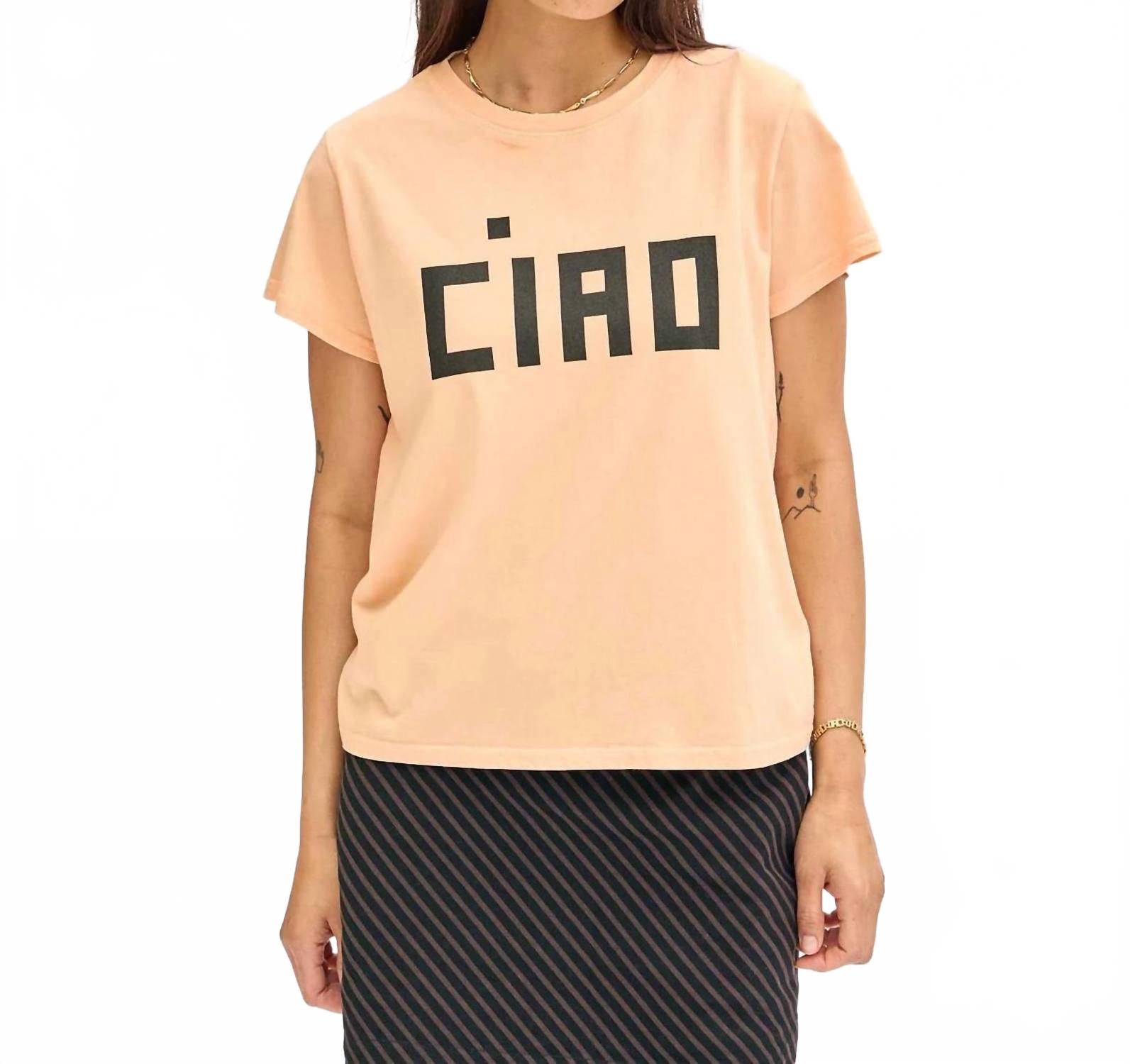 

Классическая футболка с принтом Ciao в нежно-розовом цвете Clare V.