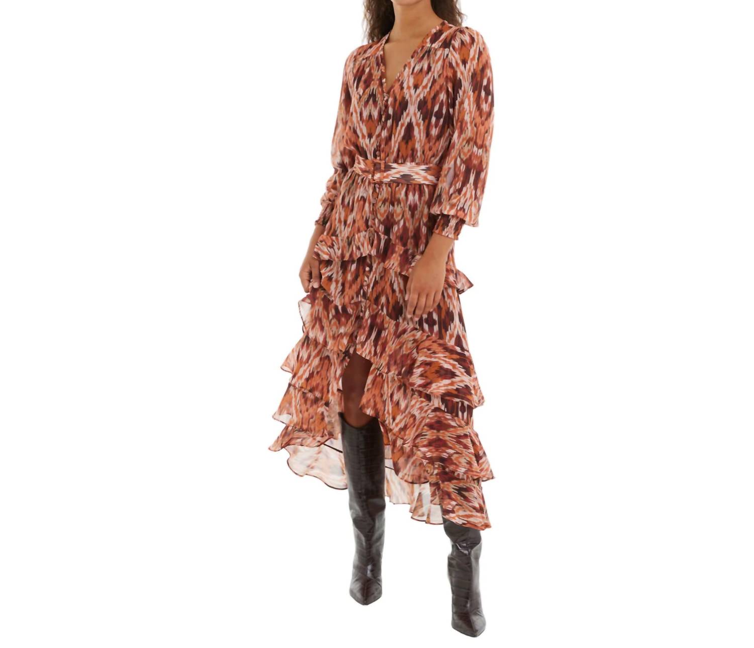 

Платье Gemini с принтом терракотовый икат ALLISON NEW YORK, цвет terracotta ikat print