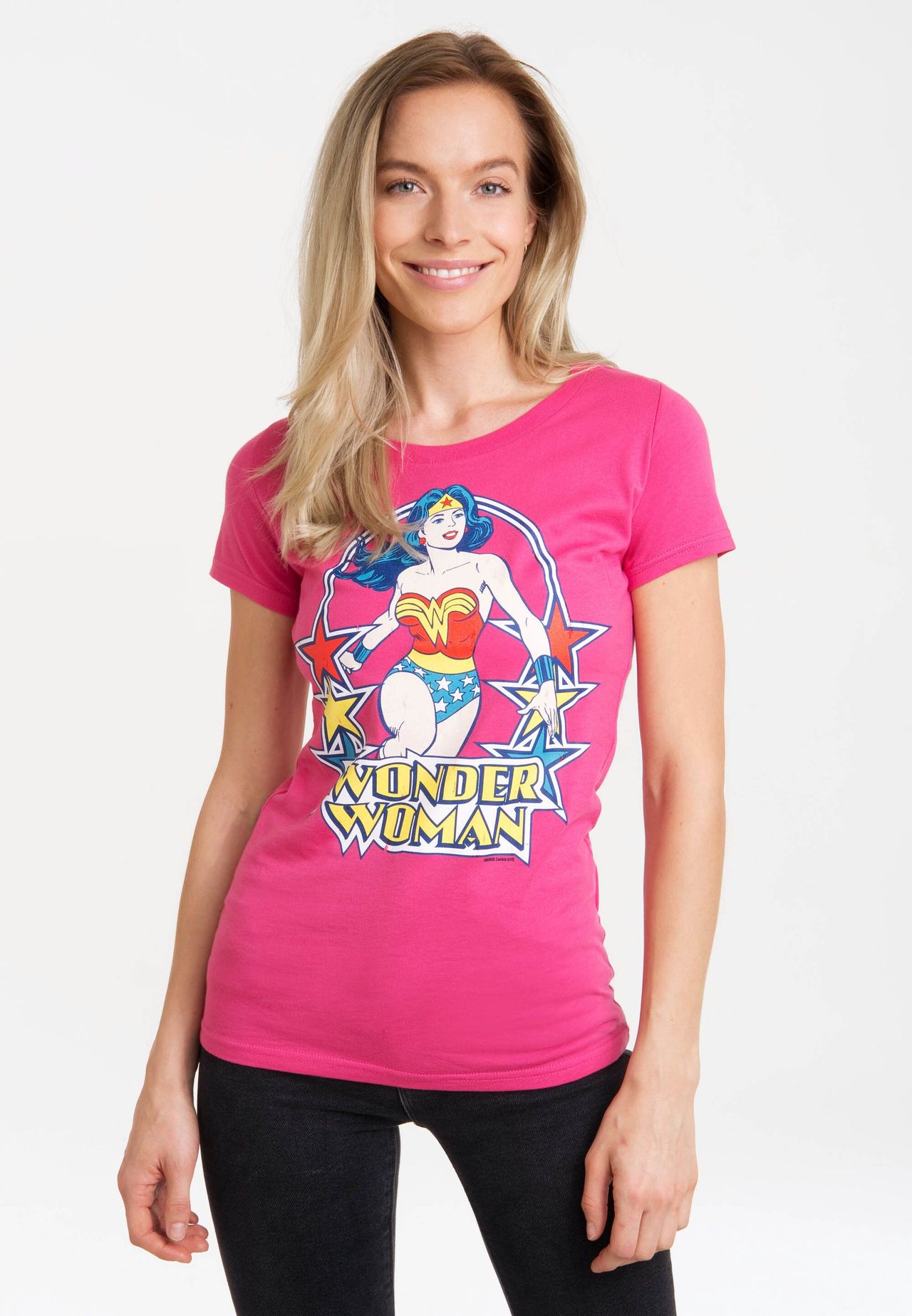 Новая футболка для девочек DC - Чудо-женщина - Звезды LOGOSHIRT, розовый — фото 3