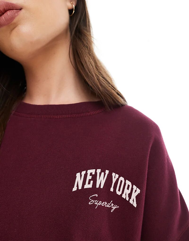 Свободная толстовка Superdry Athletic Essentials цвета портвейн-красный — фото 4