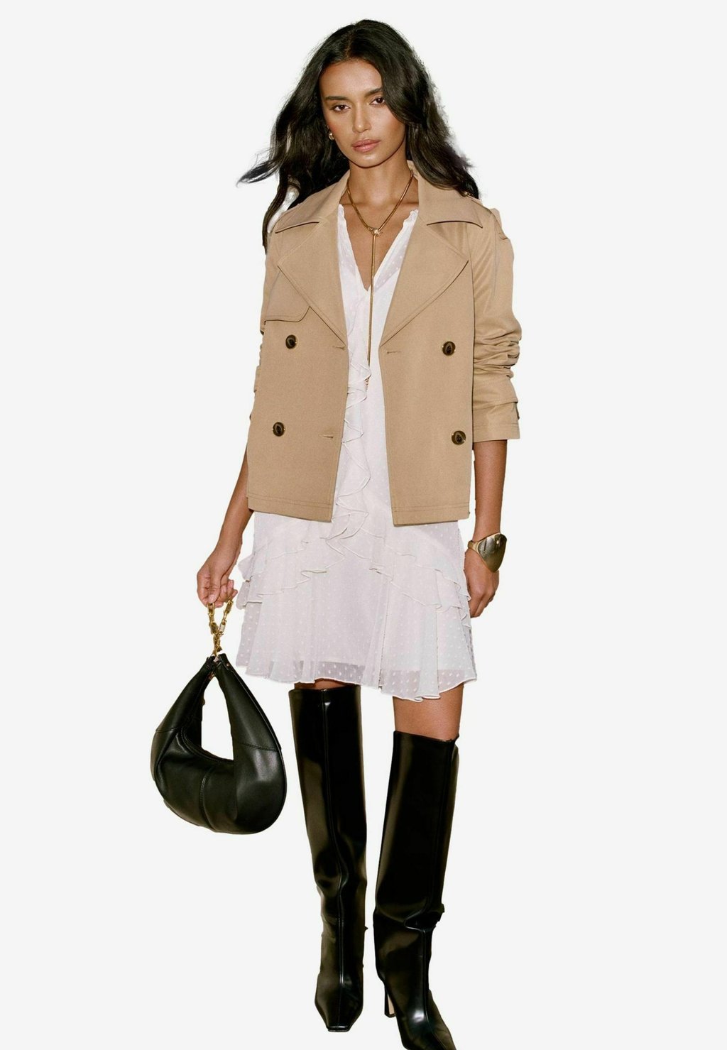 

Блейзер Faux leather jacket Lipsy, бежевый