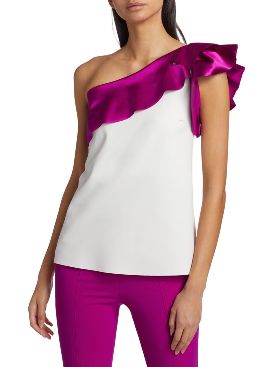 

Топ на одно плечо Kikina Chiara Boni La Petite Robe, цвет White Cyclamen Satin Ruffle