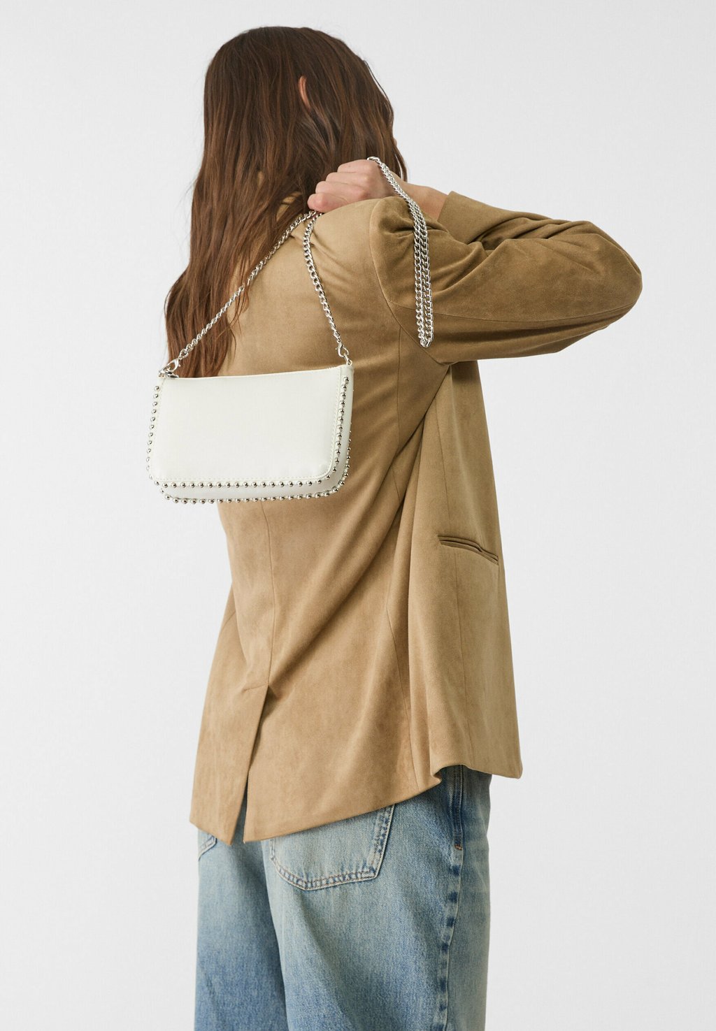 

Сумка через плечо BEADED Stradivarius, белый