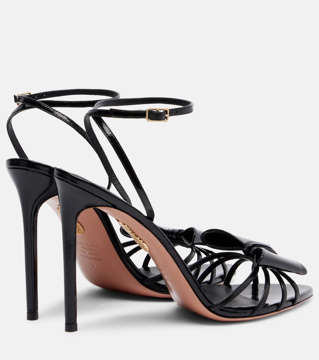 Кожаные сандалии Black Tie 105 с бантом Aquazzura, черный — фото 2