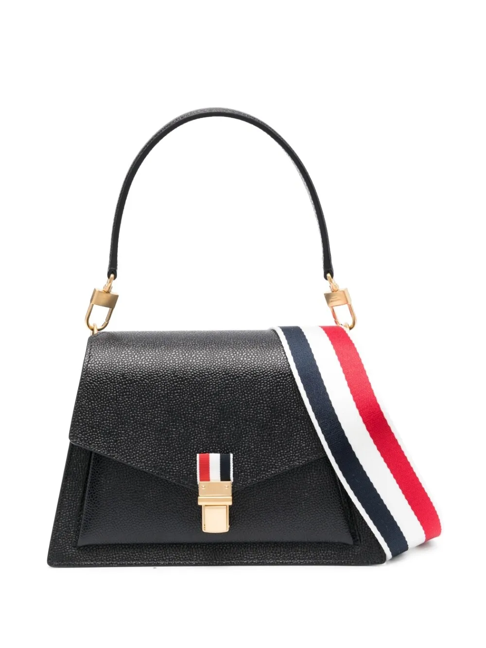 

Сумка-тоут Trapeze из зернистой кожи THOM BROWNE, черный