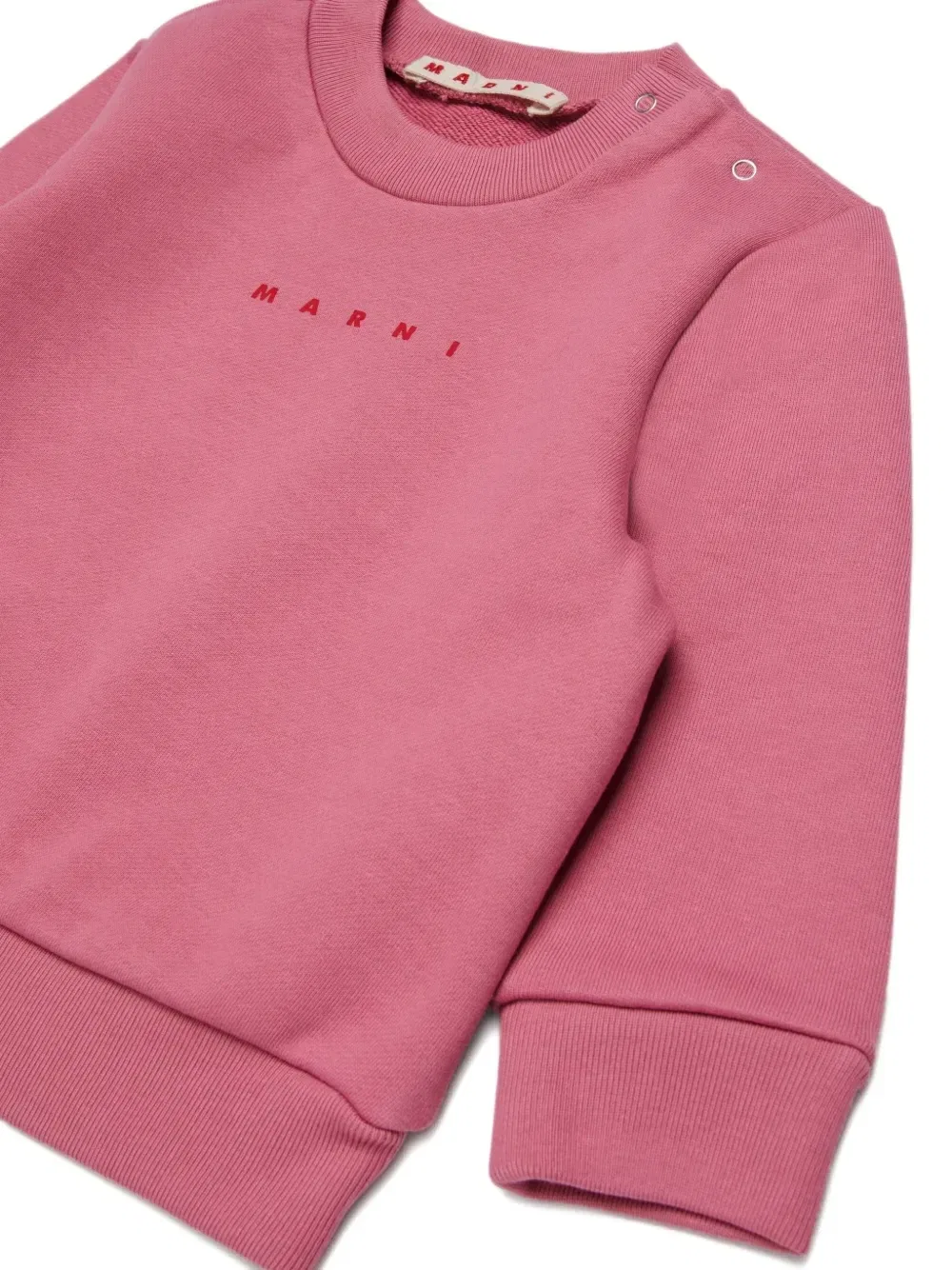 Свитшот с логотипом на пуговицах на плече Marni Kids, розовый — фото 3