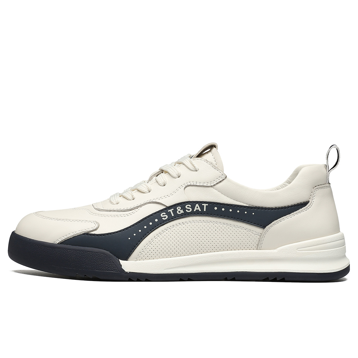 

ST&SAT Амортизирующие быстросохнущие нескользящие повседневные туфли мужские черно-белые, цвет White