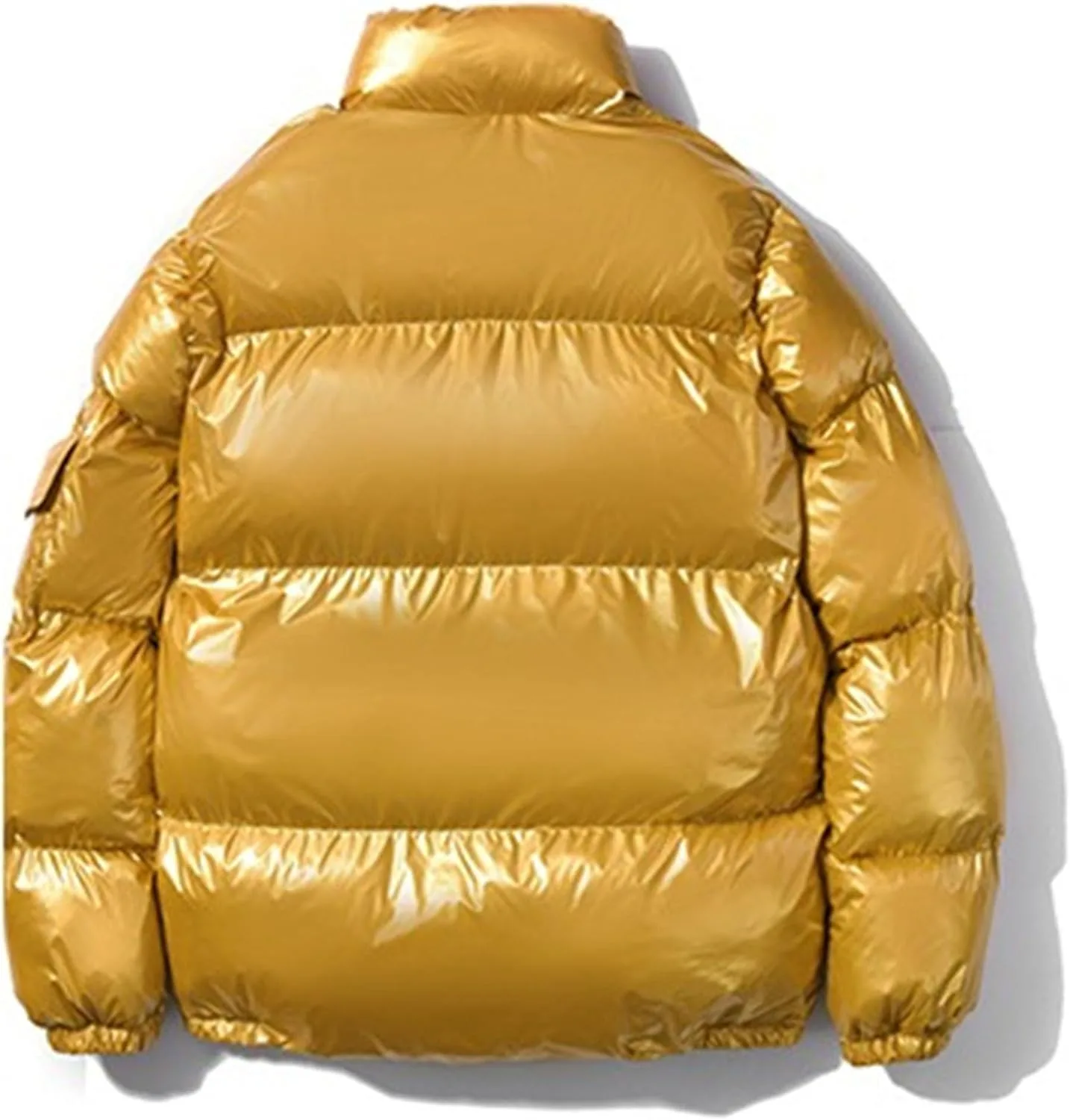 Мужская пуховая куртка, утепленное зимнее пальто, теплая куртка со стоячим воротником, цветовые блоки, на молнии, горнолыжная куртка-пуховик Generic, золото — фото 3