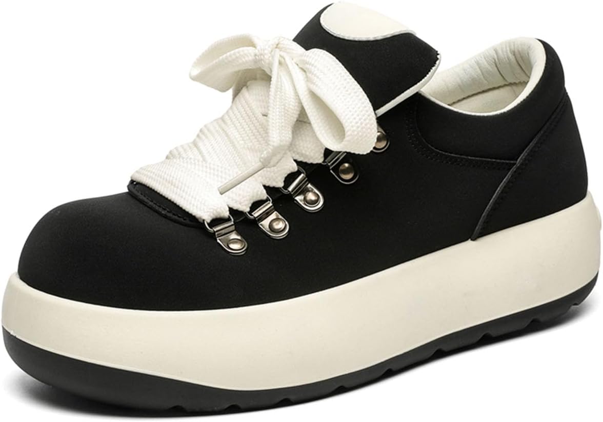 

Мужские платформенные кроссовки Легкие Комфортные Шнуровка Скейт обувь Пухлые Модные повседневные туфли Zhoupulp, черный