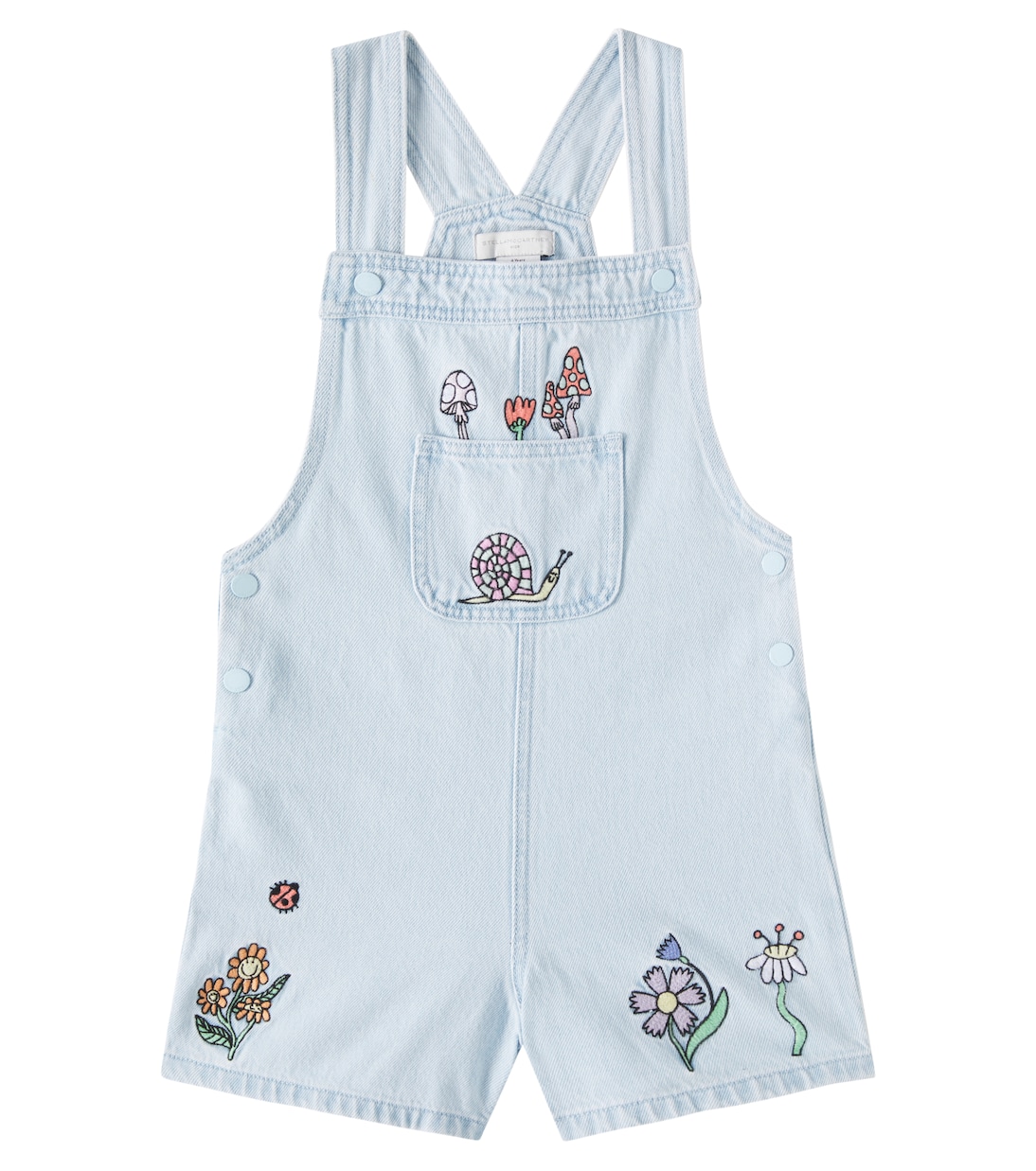 

Вышитый хлопковый комбинезон Stella McCartney Kids, светло-синий