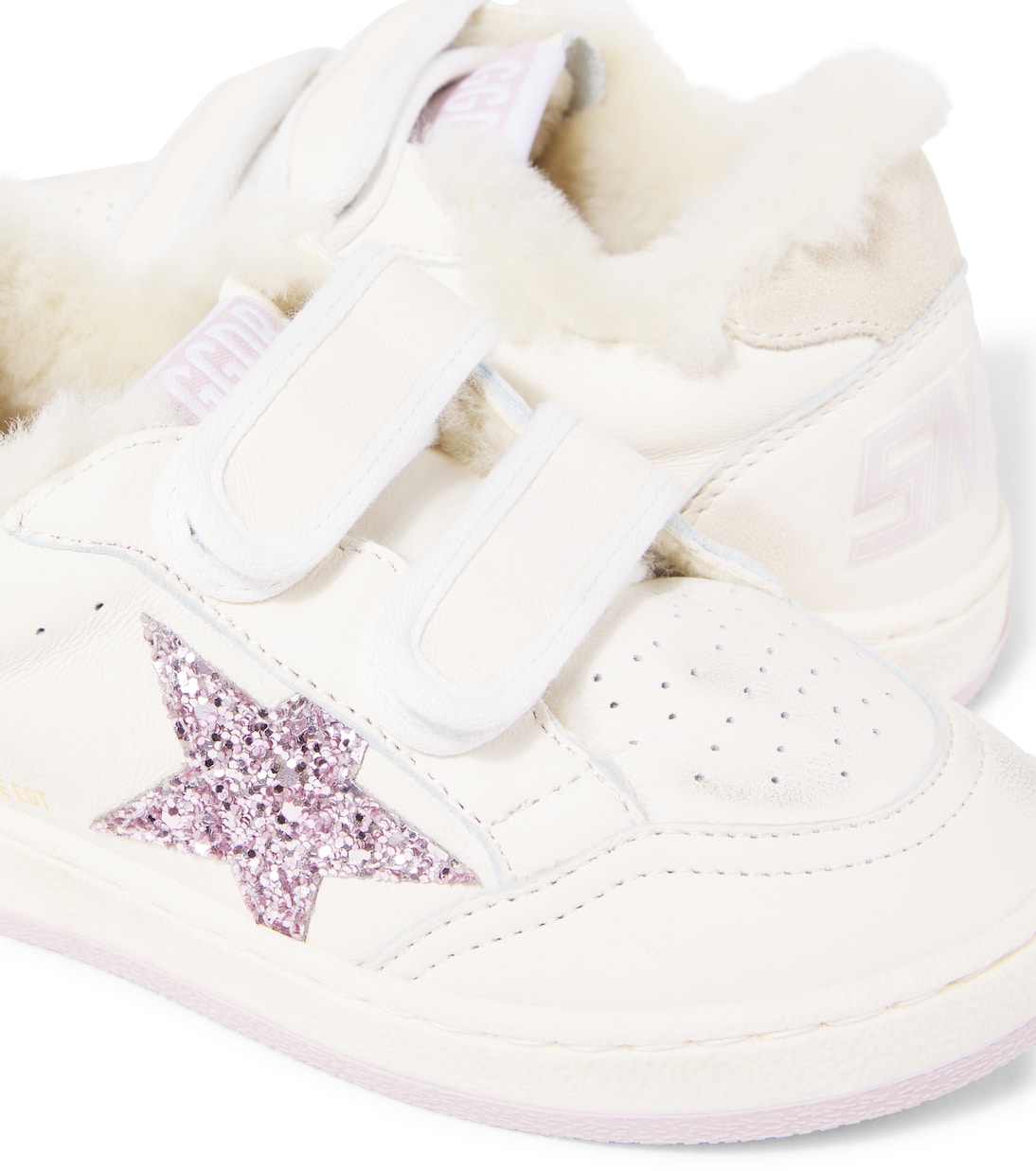 Кроссовки Ball Star из блестящей кожи Golden Goose Kids, белый — фото 4