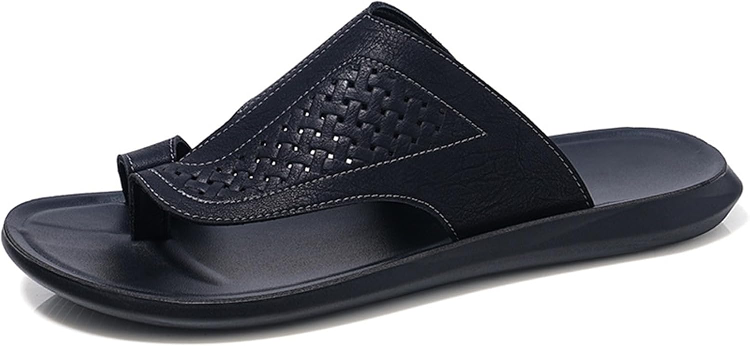 

Мужские шлепанцы из кожи, с открытым носком, повседневные тапочки, летние сандалии типа «фишерман» для мужчин Abborora, черный