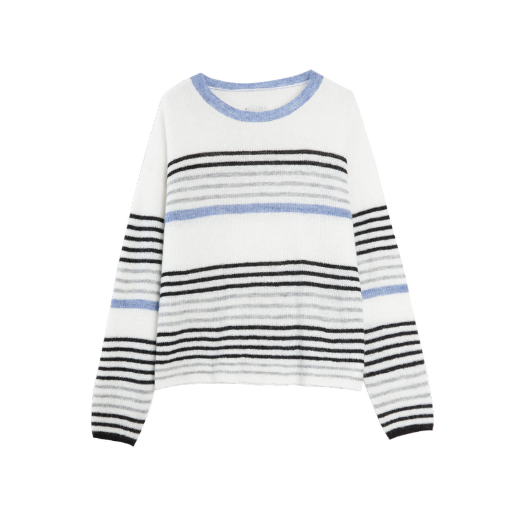 

ELLE Трикотажный джемпер с полосками и круглым вырезом для женщин Moderate